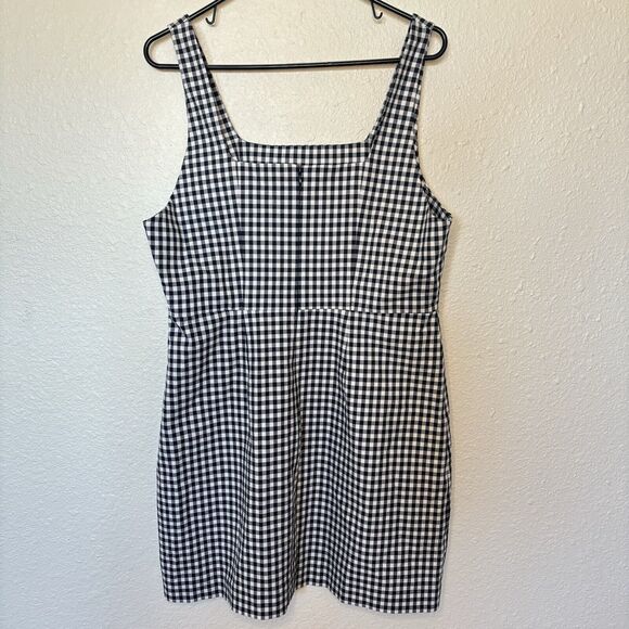 Favorite Daughter Mini Dress 14 NEW The Break Up Square Neck Gingham Navy Blue - Picture 7 of 16